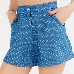 ASOS/UO Oh My Love Blue Polka Dot HW Shorts XS